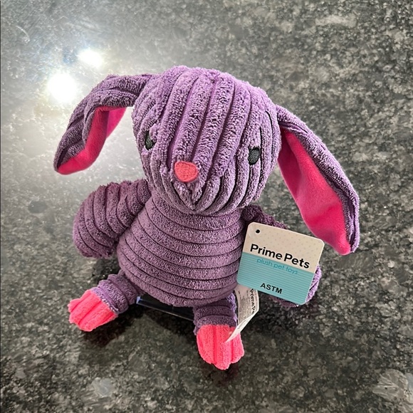 Prime Pets Purple & Pink Plush Bunny Squeaky Dog Toy NWT 11”x8” - Picture 6 of 8